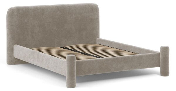 Бежово двойно легло 160x200 cm тапицирано с включена подматрачна рамка Vera – Micadoni