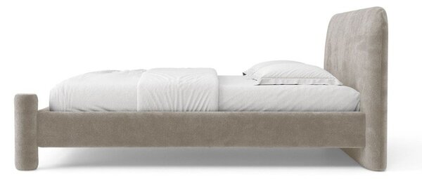 Бежово двойно легло 160x200 cm тапицирано с включена подматрачна рамка Vera – Micadoni