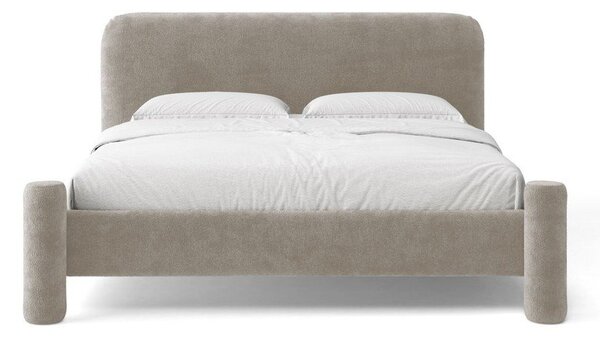 Бежово двойно легло 160x200 cm тапицирано с включена подматрачна рамка Vera – Micadoni