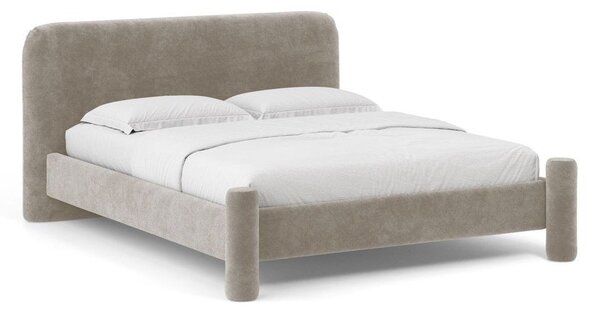 Бежово двойно легло 160x200 cm тапицирано с включена подматрачна рамка Vera – Micadoni