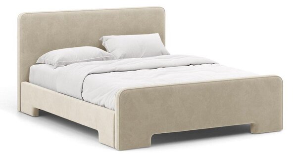 Бежово двойно легло 160x200 cm тапицирано с включена подматрачна рамка Eda – Micadoni
