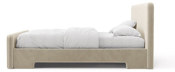 Бежово двойно легло 160x200 cm тапицирано с включена подматрачна рамка Eda – Micadoni