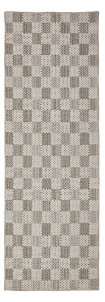 Зелена пътека със смес от памук подходяща за пране 80x230 cm Muted Checkerboard – Flair Rugs