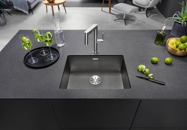 Blanco Zerox 500 U Кухненска мивка от неръждаема стомана, единична, под плот, Dark Steel