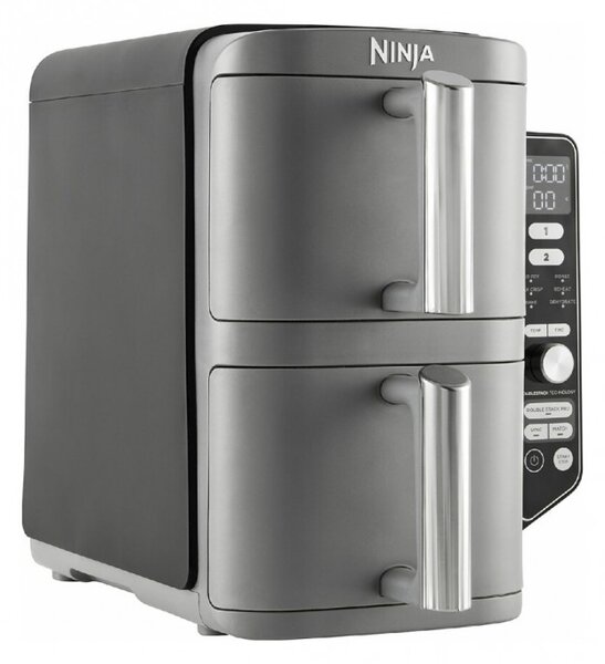 Двоен фритюрник с горещ въздух Ninja SL400EU, 2470W, 9.5 л, 2 кошници, 6 програми, Max Crisp, Функции Sync и Match, Сив