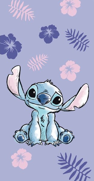 Лилава памучна бебешка кърпа 70x140 cm Lilo and Stitch - Jerry Fabrics