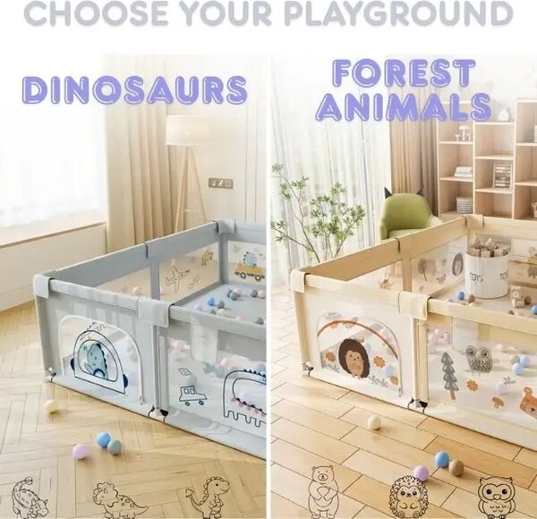 Детска кошара за игра Playfort™ - 180 X 150 Cm, Детска кошара за игра PlayFort™ (Сив) - 180 x 150 cm