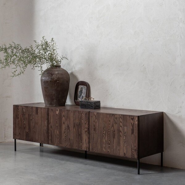 Кафява маса за телевизор от масивен бор 180x56x46 cm Bono – WOOOD