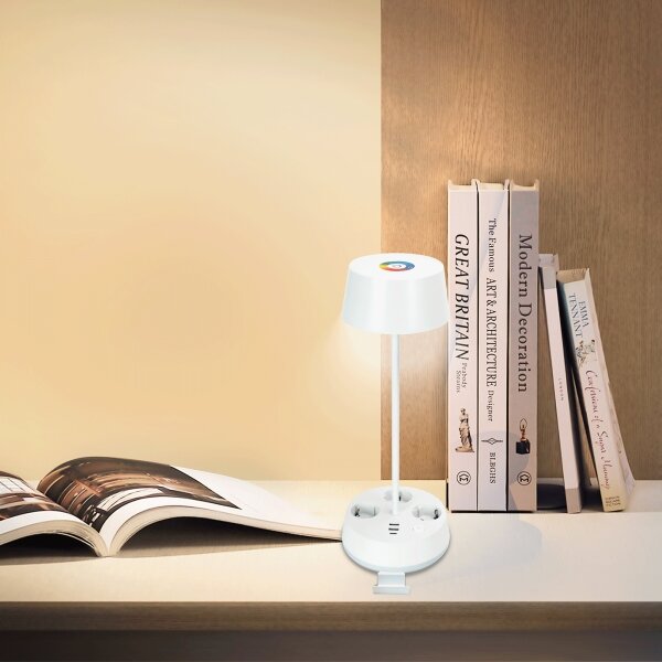 Aigostar-LED RGBW димируема настолна лампа с контакти и USB LED/4,6W/230V бяла
