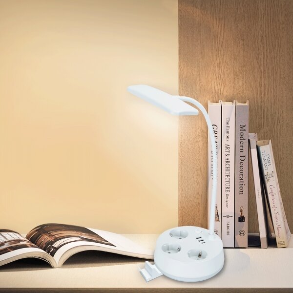 Aigostar - LED димируема настолна лампа с контакти и USB LED/4,6W/230V бяла