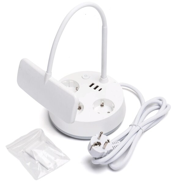 Aigostar - LED димируема настолна лампа с контакти и USB LED/4,6W/230V бяла