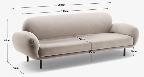 Сив диван от букле 208 cm Poppy – Micadoni