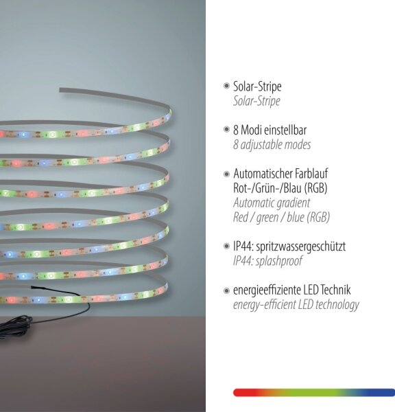 JUST LIGHT. 19971-18 - LED RGB соларна лента TEANIA LED//3,7V 5 m 1200 mAh IP44