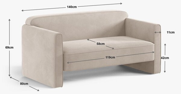 Теракотен кадифен диван 140 cm Abby – Micadoni