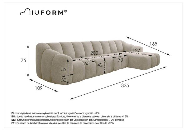 Теракотен ъглов диван (десен ъгъл) Shell – Miuform