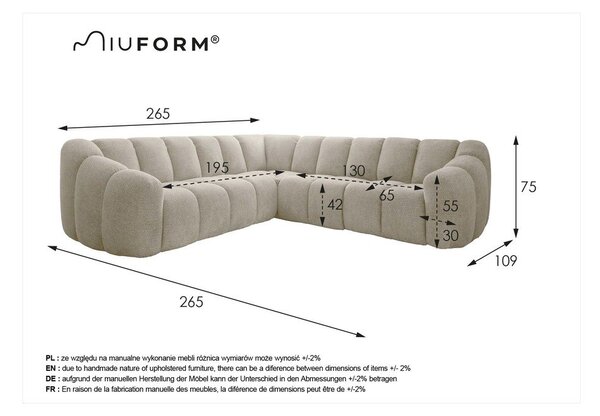 Сив ъглов диван Shell – Miuform