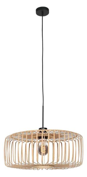 Steinhauer Висяща лампа Sparkled Light, черно/естествен бамбук, Ø 60 см, Затъмняване, Черен, Дневна/трапезария, Бамбук