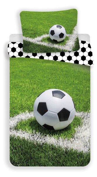 Зелено единично памучно детско спално бельо 140x200 cm Football – Jerry Fabrics