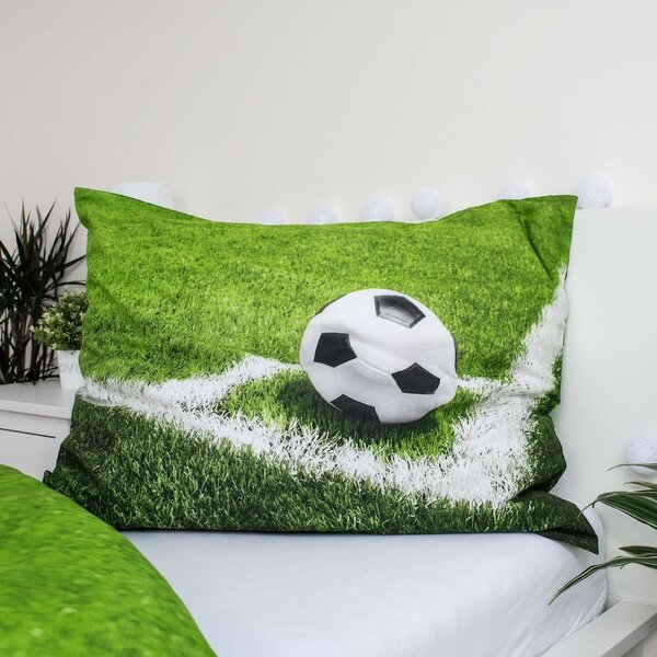 Зелено единично памучно детско спално бельо 140x200 cm Football – Jerry Fabrics