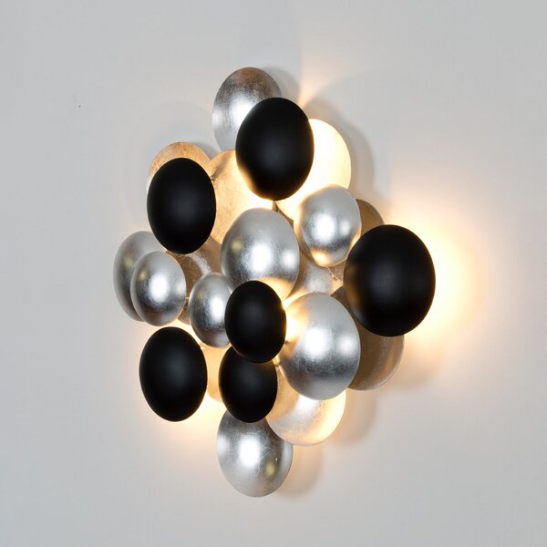 Holländer LED стенна лампа BOLLADARIA, сребристо-златиста, 56 x 55 см, метална, с димер, Затъмняване, Черен, Дневна/трапезария, Метал, Модерен