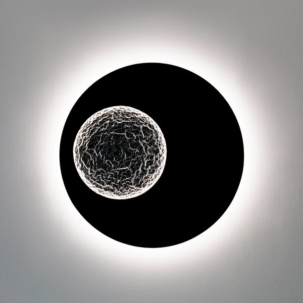Holländer LED стенна лампа LUNA GIGANTE XL, черно/сребристо, Ø 100 см, с регулиране на, Затъмняване, Черен, Дневна/трапезария, Метал, Модерен