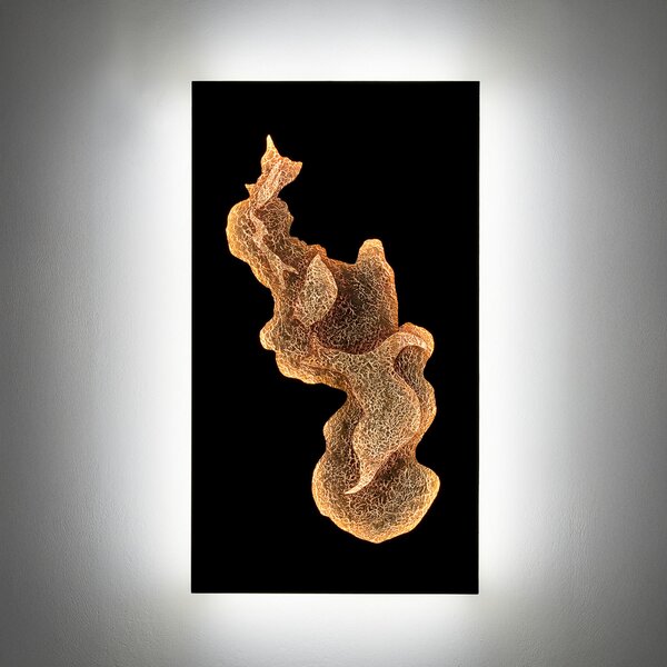 Holländer LED стенна лампа FIROVENTO, черно/златно, 80 x 45 см, метална, с димер, Затъмняване, Черен, Дневна/трапезария, Метал, Модерен