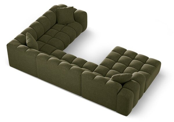 Зелен шенилов ъглов диван (десен ъгъл/U форма) Treno – Cosmopolitan Design