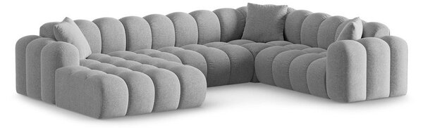 Светлосив шенилов ъглов диван (десен ъгъл/U форма) Treno – Cosmopolitan Design