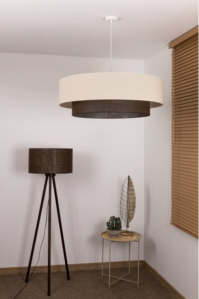 Brilagi - LED полилей на кабел BOHO стил 3xE27/15W/230V Ø 80 см кремав/кафяв