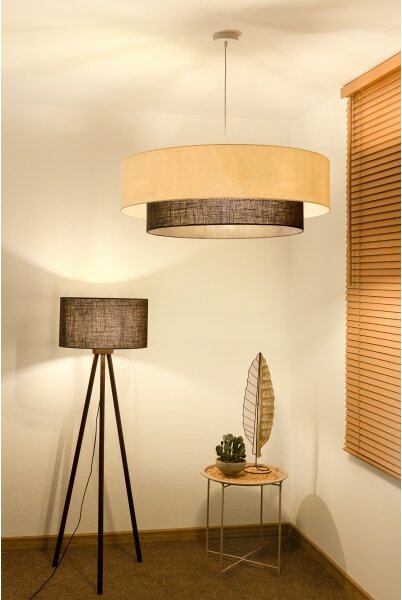 Brilagi - LED полилей на кабел BOHO стил 3xE27/15W/230V Ø 80 см кремав/кафяв