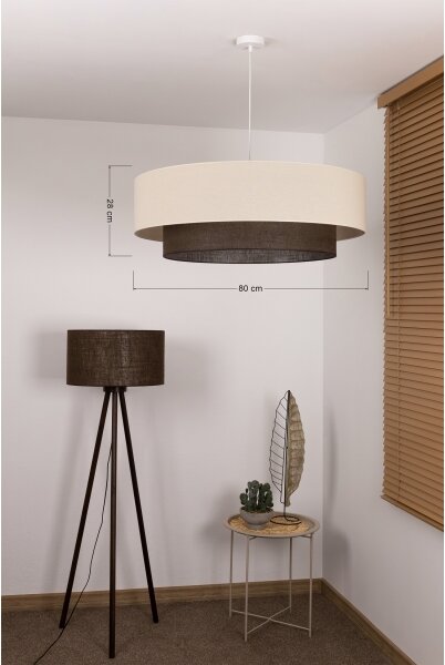 Brilagi - LED полилей на кабел BOHO стил 3xE27/15W/230V Ø 80 см кремав/кафяв