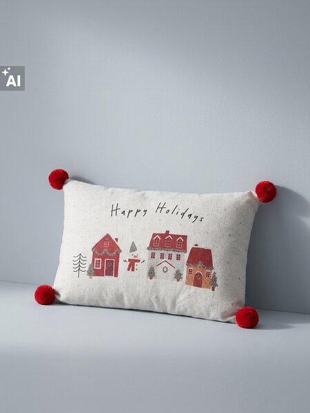 Sinsay - Коледна възглавница с надпис „Happy Holidays“ - многоцветен