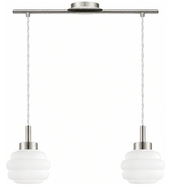 BRILAGI - LED полилей на кабел RETRO GLASS 2xE27/60W/230V матов хром/бял