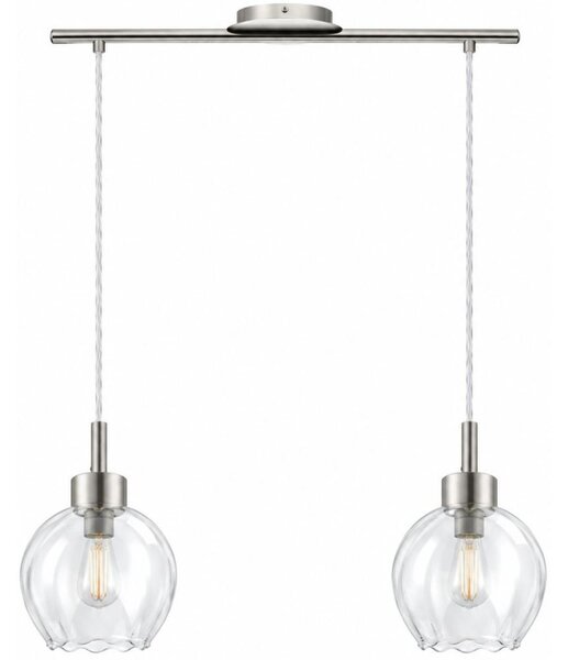 BRILAGI - LED полилей на кабел RETRO GLASS 2xE27/60W/230V матов хром/прозрачен