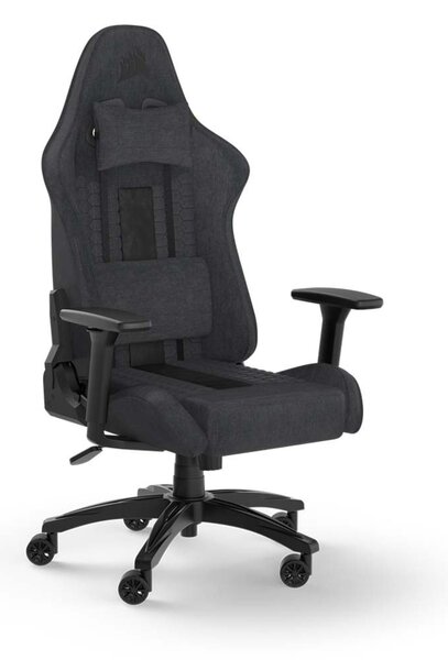 Геймърски стол Corsair TC100, до 120 kg, Class 4 газов амортисьор, 2D регулируеми подлакътници, черно-сив