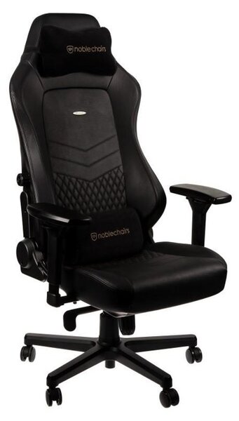 Геймърски стол noblechairs HERO Real Leather, естествена кожа, алуминиева база, 4D подлакътници, до 150 кг, черен