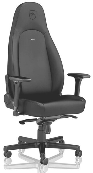 Геймърски стол noblechairs ICON BLACK EDITION (NBL-ICN-PU-BED), еко кожа, газов амортисьор, стоманена база, коригиране на височината, черен