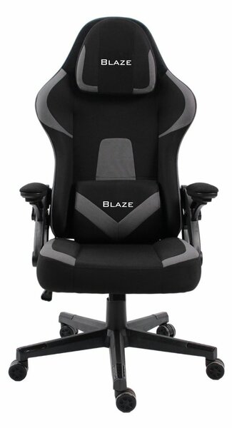 Геймърски стол RFG Blaze, до 130kg, полипропиленова база, лумбална опора, черно-сив