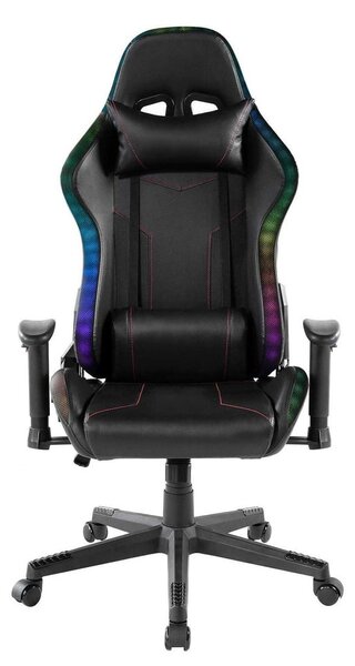 Геймърски стол RFG West, до 130kg, лумбална опора, RGB подсветка, черен
