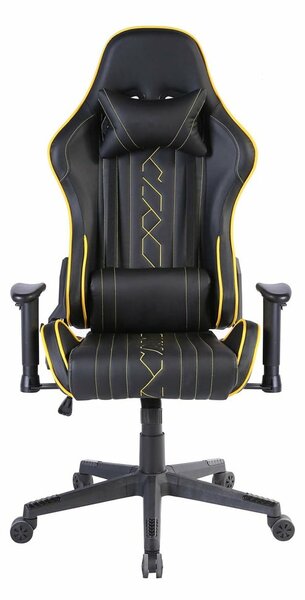 Геймърски стол RFG Xtreme, до 130kg, еко кожа, лумбална опора, люлеещ механизъм, черно-жълт