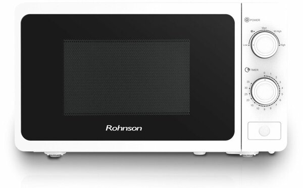 Микровълнова фурна Rohnson R-2021, механично управление, 700W, 20l обем, 5 степени на мощност, бяла