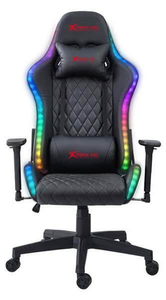 Геймърски стол Xtrike ME GC-907, до 150kg, регулиране на височината, RGB подсветка, черен