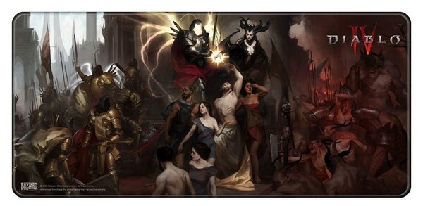 Подложка за мишка Blizzard Diablo IV - Inarius and Lilith XL (FBLMPD4INALIL21XL), гейминг, разноцветна, 900 x 400 x 3 mm