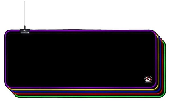 Подложка за мишка Gembird Gaming mouse pad with LED light effect L (MP-GAMELED-L), гейминг, подсветка, черна, 800 x 300 x 4 mm, естествена каучук пяна + плат