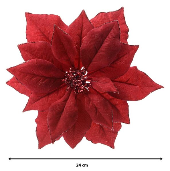 POINSETTIA КОЛЕДНО ЦВЕТЕ С КЛИПС 24/24/6 СМ