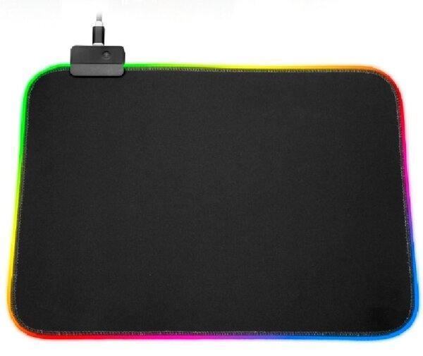 Подложка за мишка MP-01 RGB, гейминг, черна, 350 x 250 x 3 мм