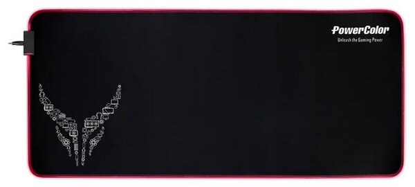 Подложка за мишка PowerColor Red Devil RGB, XL, гейминг, черна, 900 x 400 x 4mm