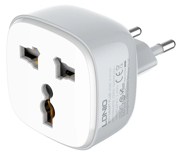 Смарт контакт LDNIO SCW1050, 10A, Wi-Fi, бял