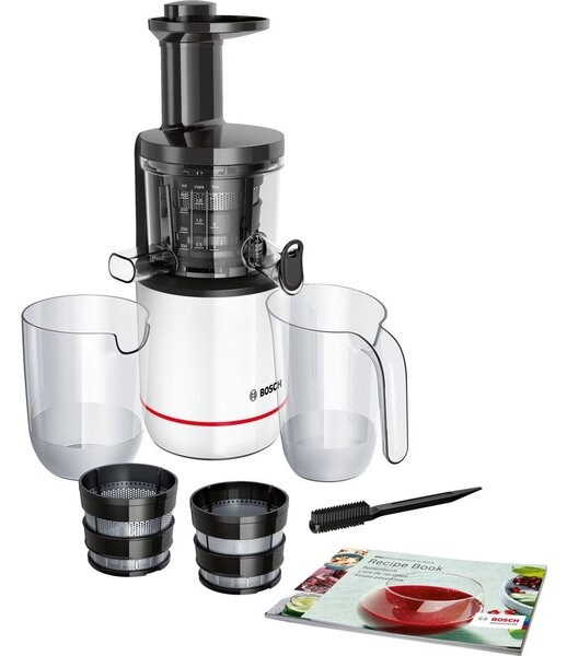 Сокоизтисквачка Bosch MESM500W, Juicer, 1 скорост, 1.3 л кана за пулп, изключително лесна за сглобяване и съхранение, 150W, бяла