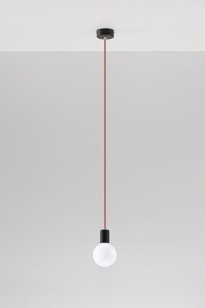 Полилей на верижка EDISON 1xE27/60W/230V черна/ червена